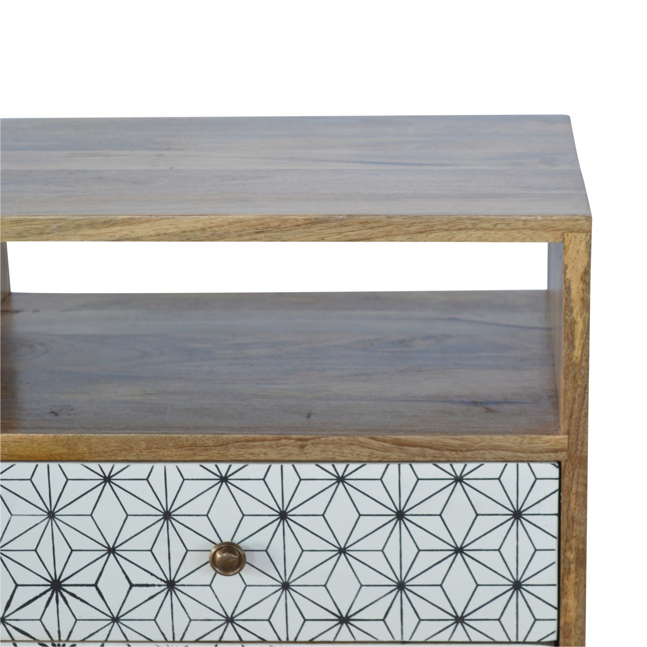 Prima Bedside with Open Slot Bedside Table | Oak Solid Mango Wood
