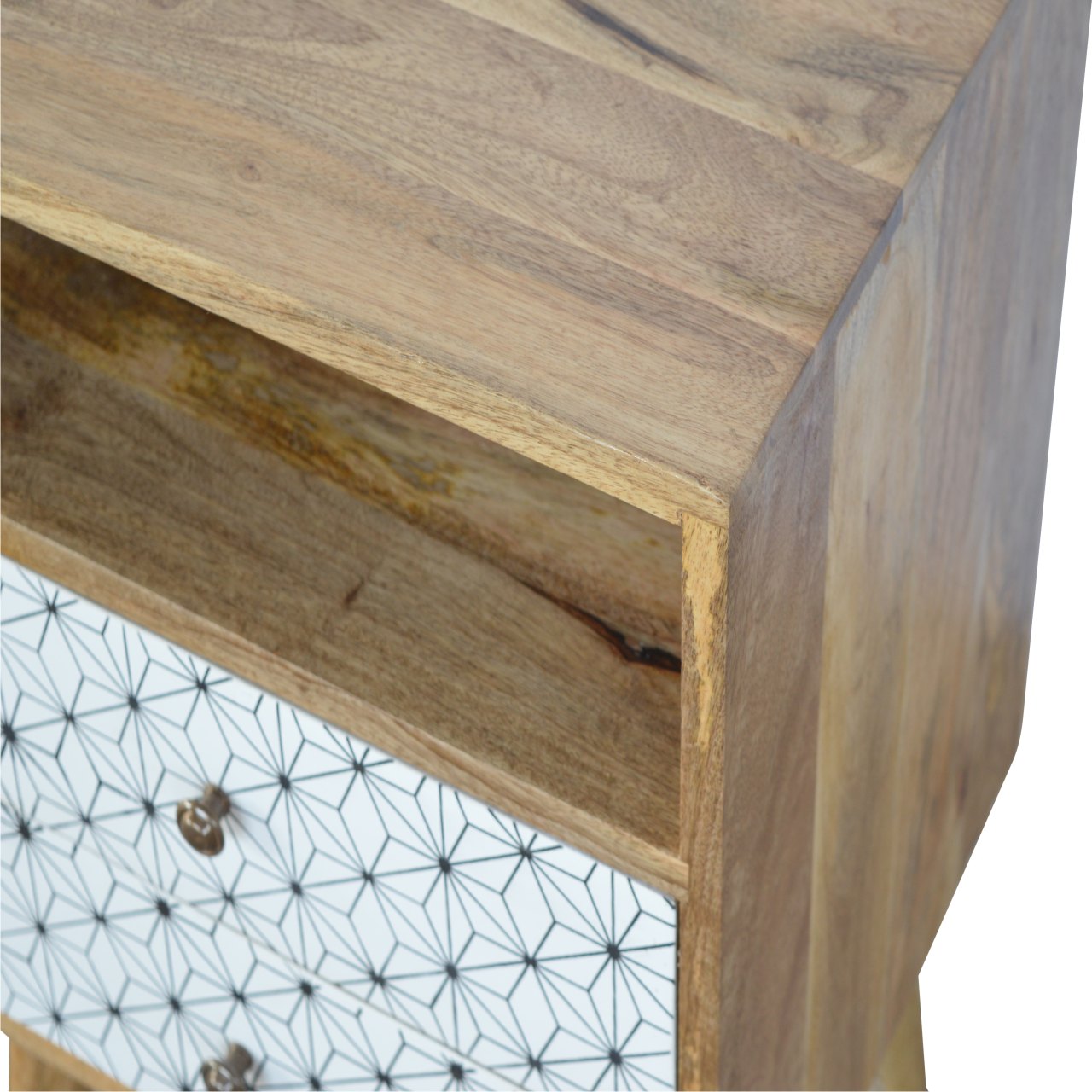 Prima Bedside with Open Slot Bedside Table | Oak Solid Mango Wood
