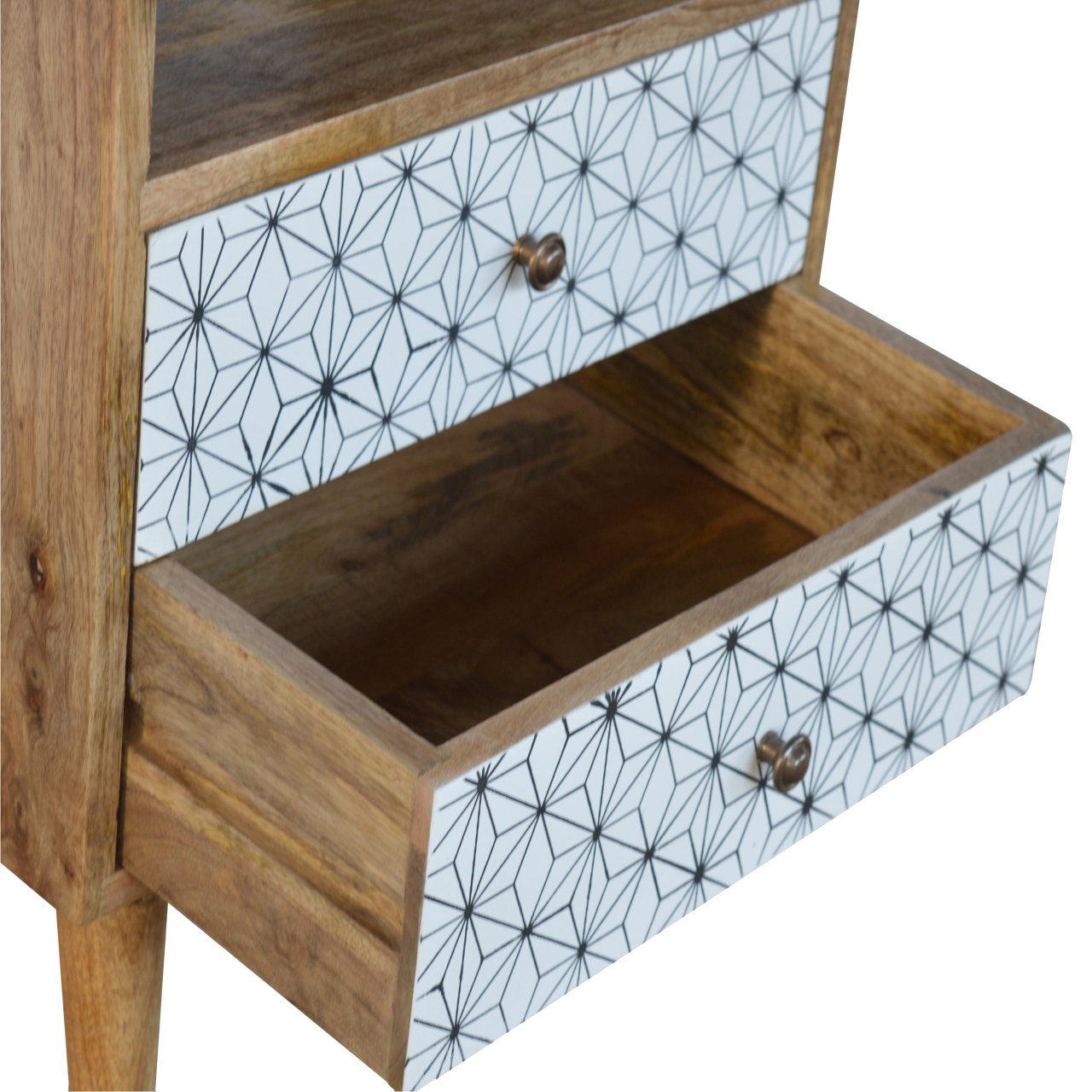 Prima Bedside with Open Slot Bedside Table | Oak Solid Mango Wood