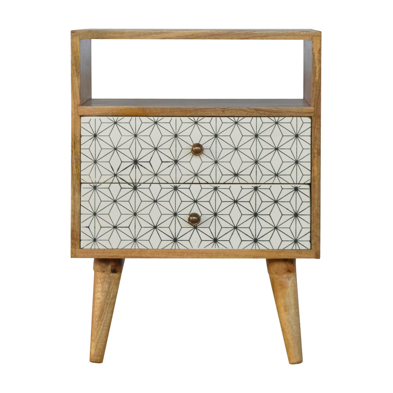 Prima Bedside with Open Slot Bedside Table | Oak Solid Mango Wood