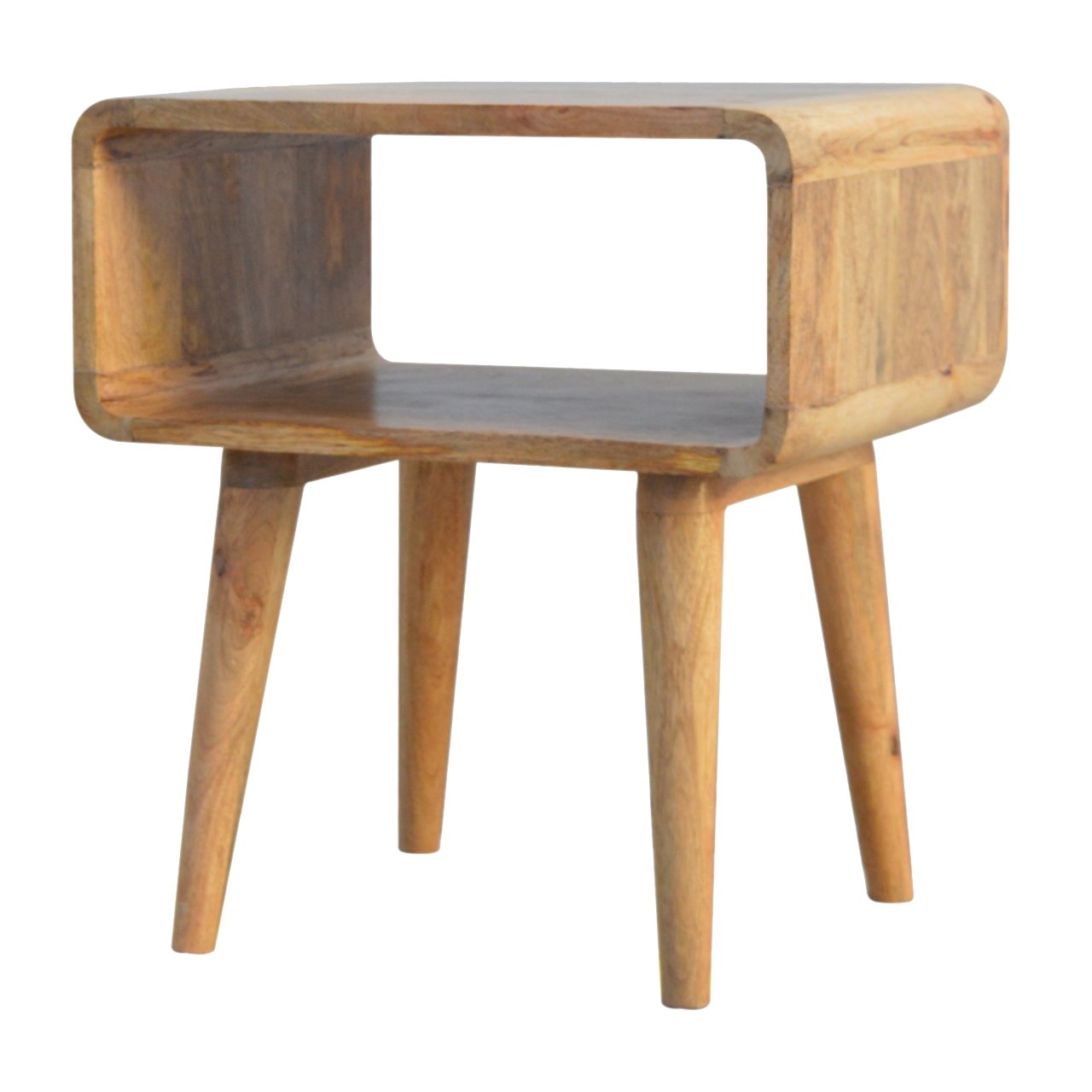 Curved Open Bedside Table | Oak Solid Mango Wood
