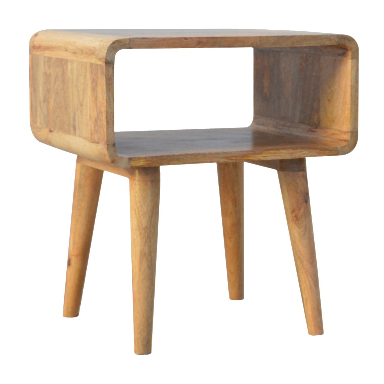 Curved Open Bedside Table | Oak Solid Mango Wood