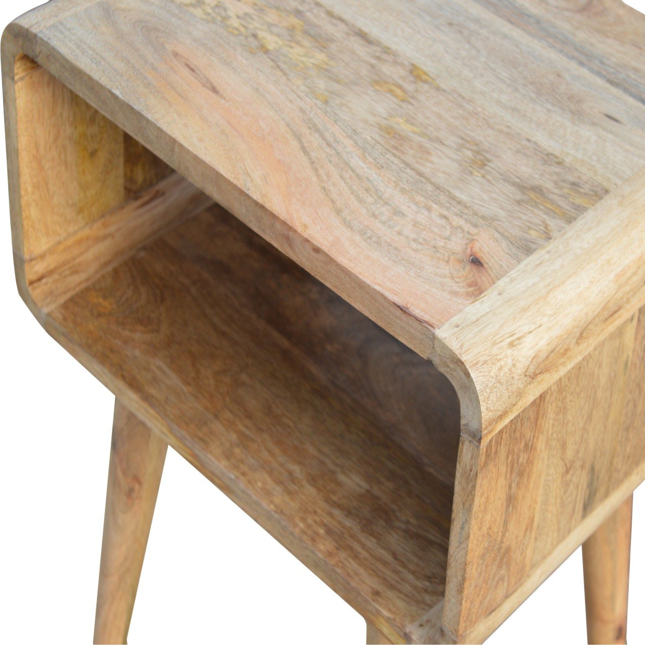 Curved Open Bedside Table | Oak Solid Mango Wood