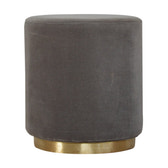 Gold Base Grey Velvet Footstool | Cotton Velvet
