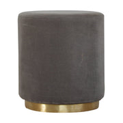 Gold Base Grey Velvet Footstool | Cotton Velvet