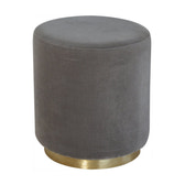 Gold Base Grey Velvet Footstool | Cotton Velvet