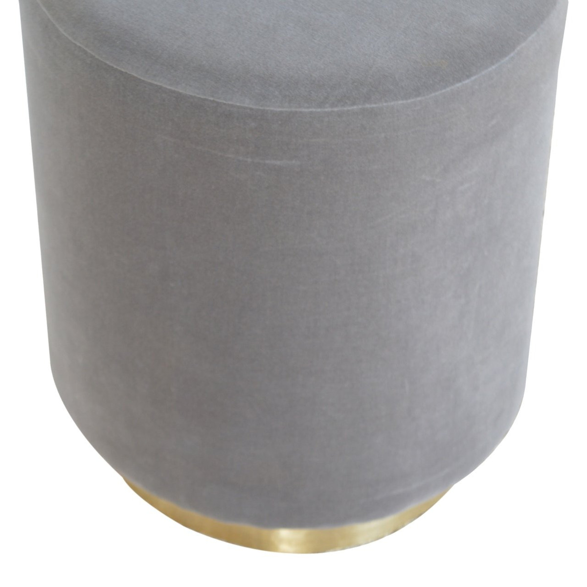 Gold Base Grey Velvet Footstool | Cotton Velvet