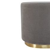Gold Base Grey Velvet Footstool | Cotton Velvet