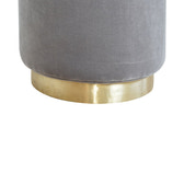 Gold Base Grey Velvet Footstool | Cotton Velvet