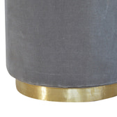 Gold Base Grey Velvet Footstool | Cotton Velvet