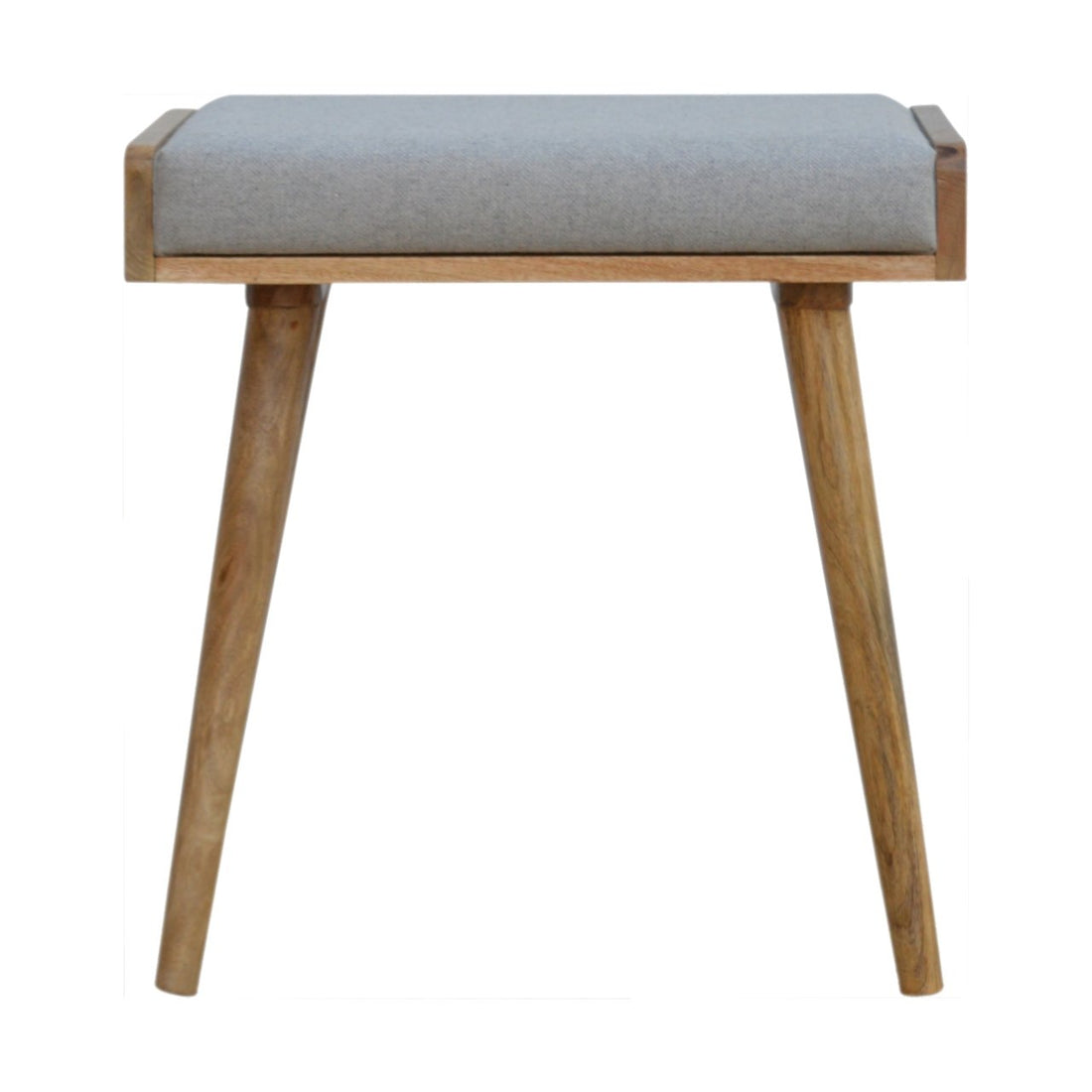Grey Tweed Tray Style Footstool | Oak-Ish