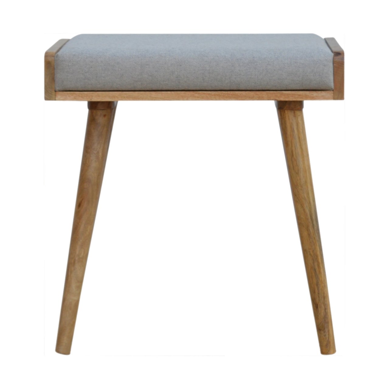 Grey Tweed Tray Style Footstool | Oak-Ish