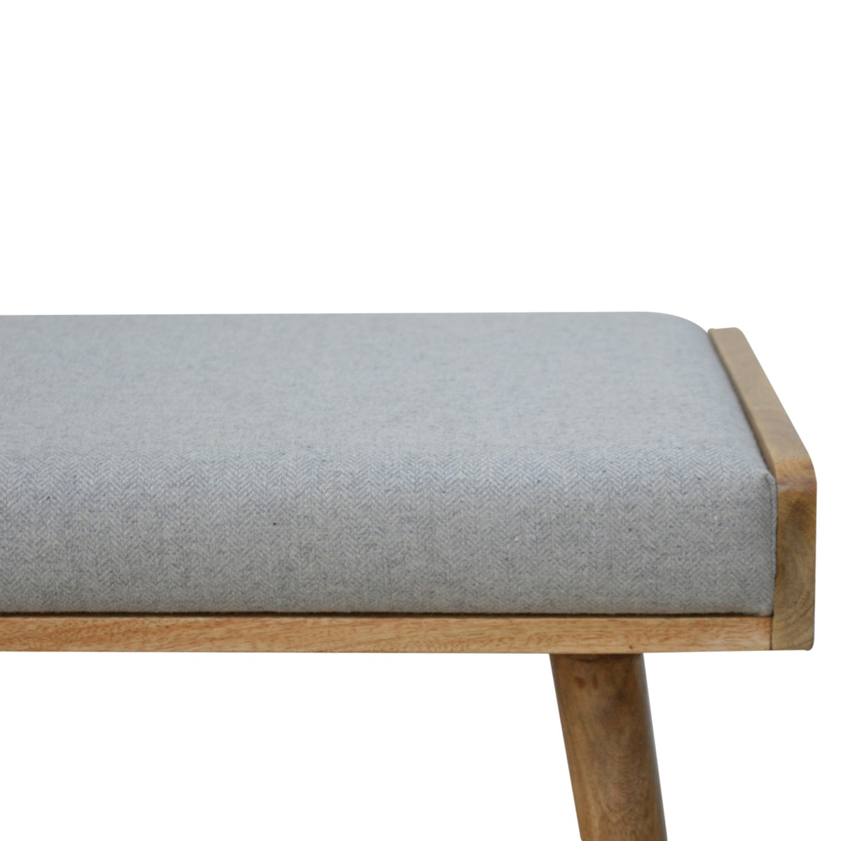 Grey Tweed Tray Style Footstool | Oak-Ish