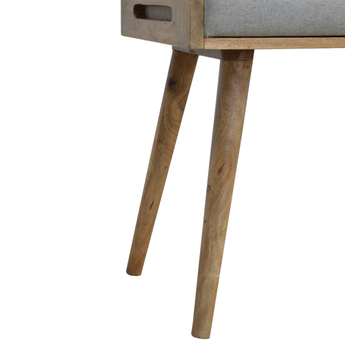 Grey Tweed Tray Style Footstool | Oak-Ish