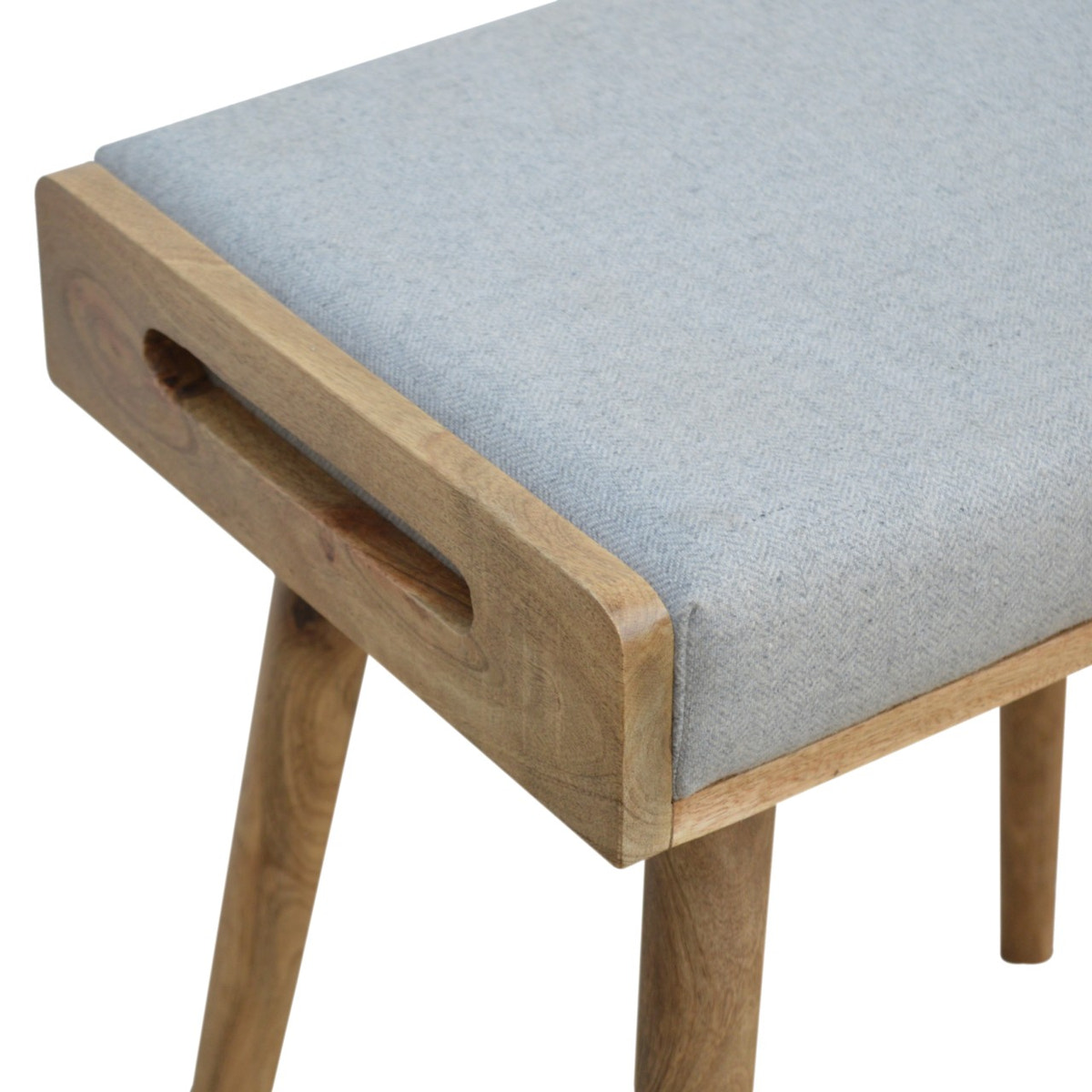 Grey Tweed Tray Style Footstool | Oak-Ish