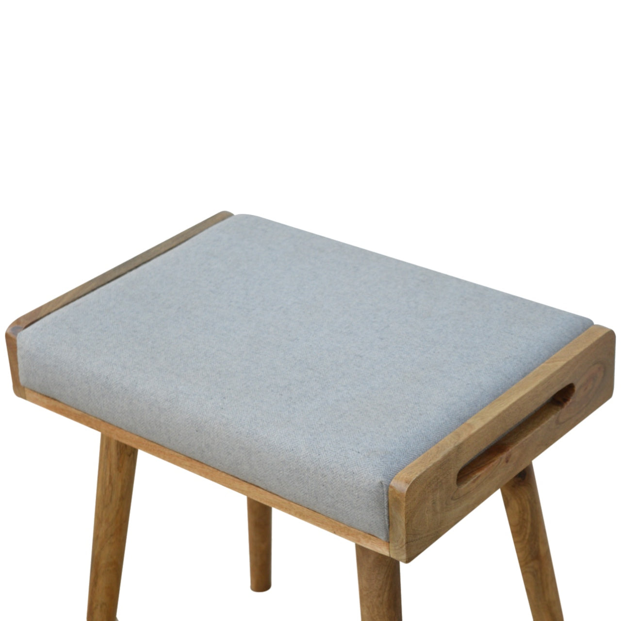 Grey Tweed Tray Style Footstool | Oak-Ish