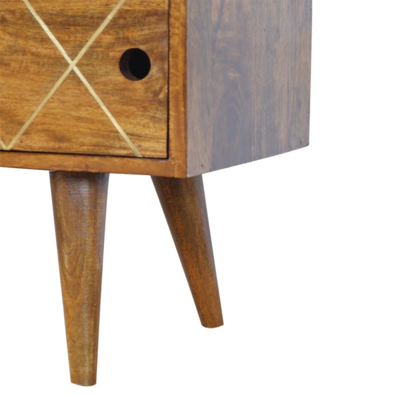Sliding Brass Inlay TV Media Unit | Chestnut Mango Wood