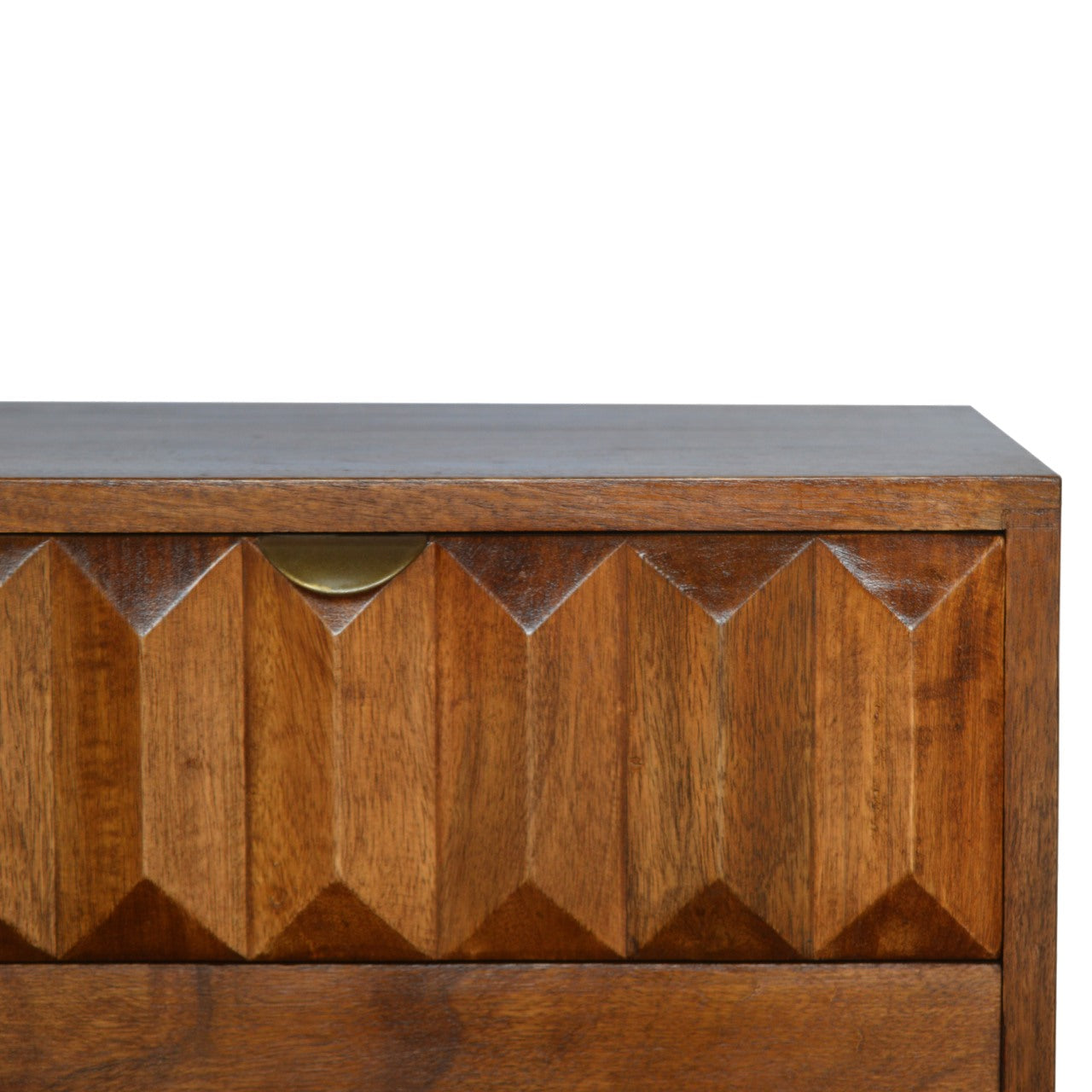Chestnut Prism Bedside Table | Hand-Carved