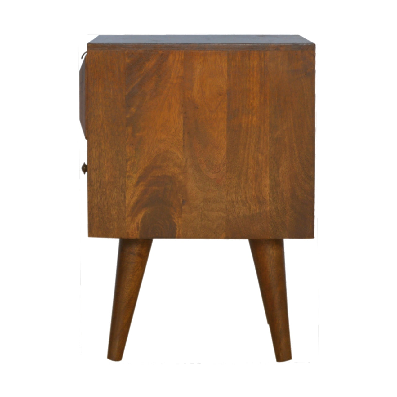 Chestnut Prism Bedside Table | Hand-Carved