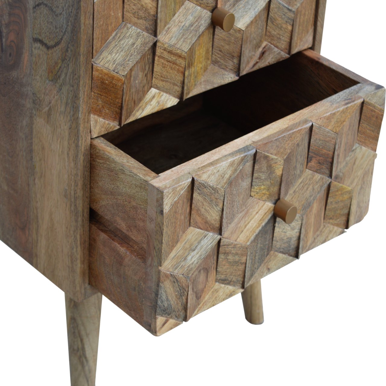Cube Carved 2 Drawer Bedside
