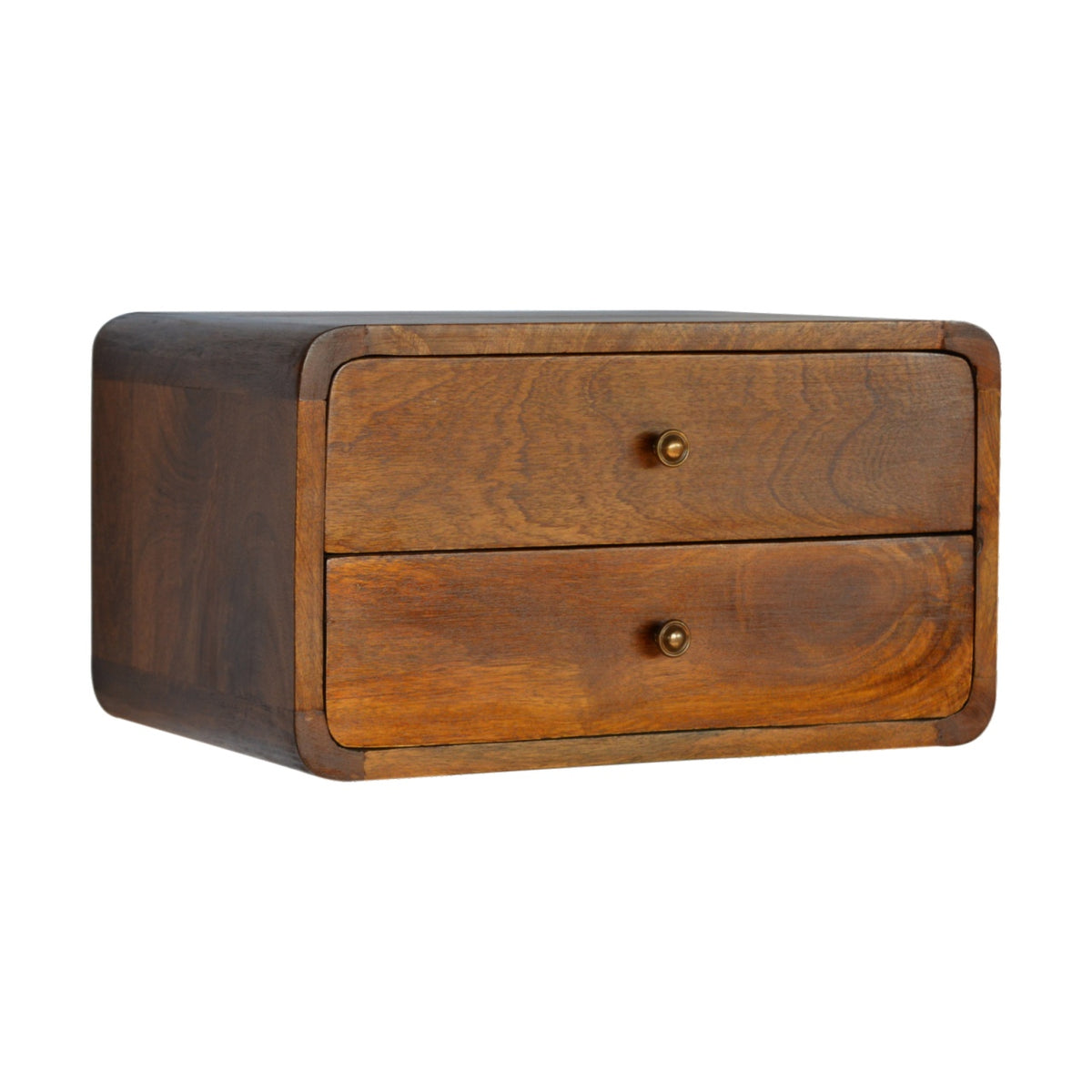 Floating Curved Chestnut Bedside Table | Wall-Mounted