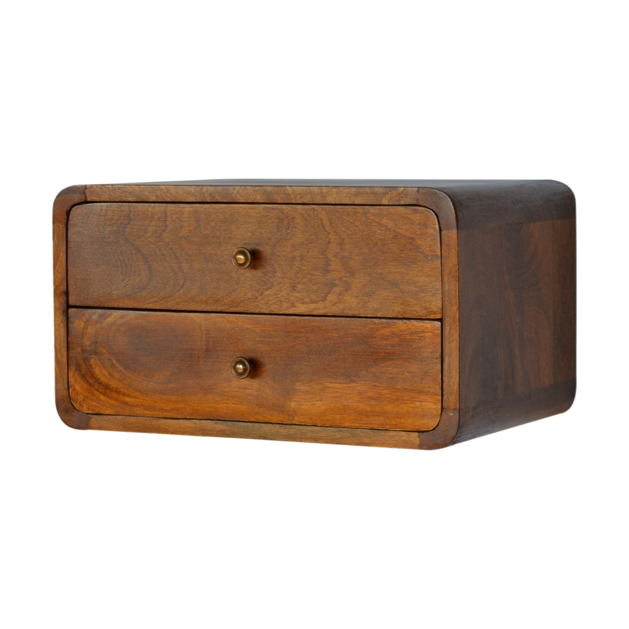 Floating Curved Chestnut Bedside Table | Wall-Mounted