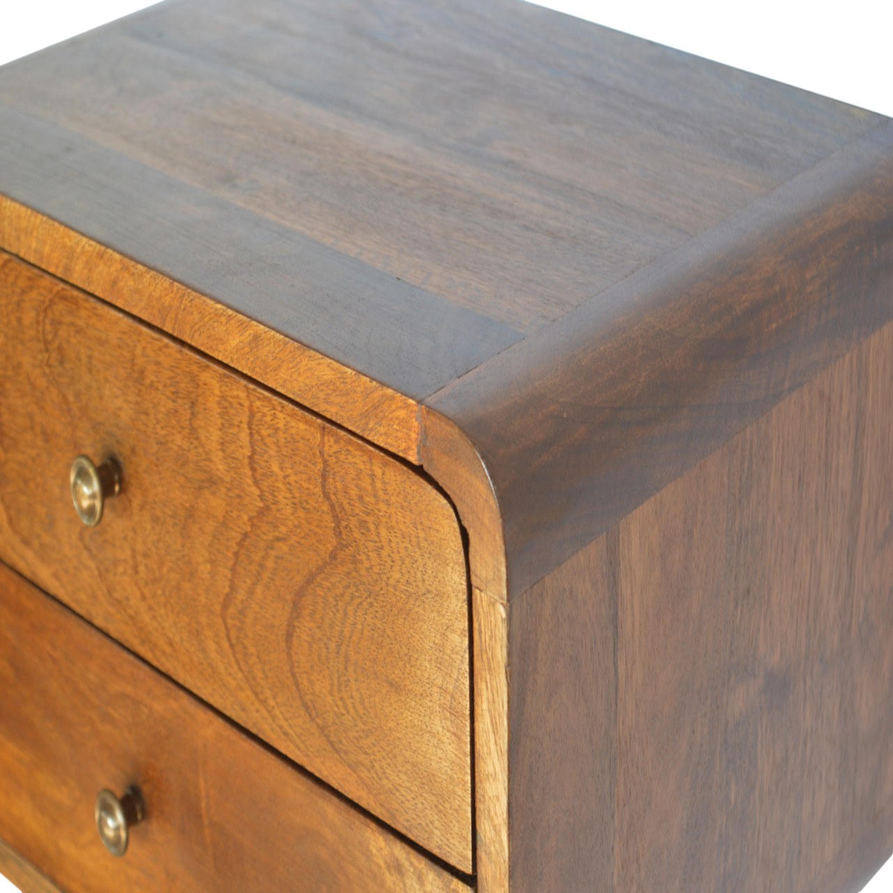 Floating Curved Chestnut Bedside Table | Wall-Mounted