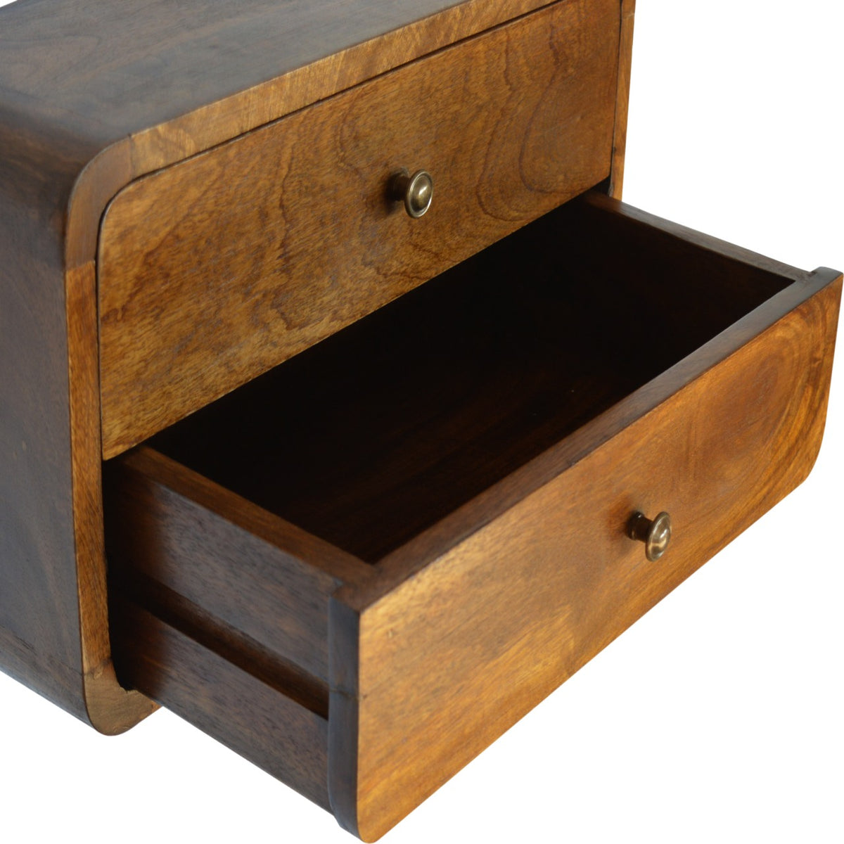 Floating Curved Chestnut Bedside Table | Wall-Mounted