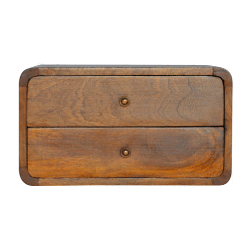 Floating Curved Chestnut Bedside Table | Wall-Mounted