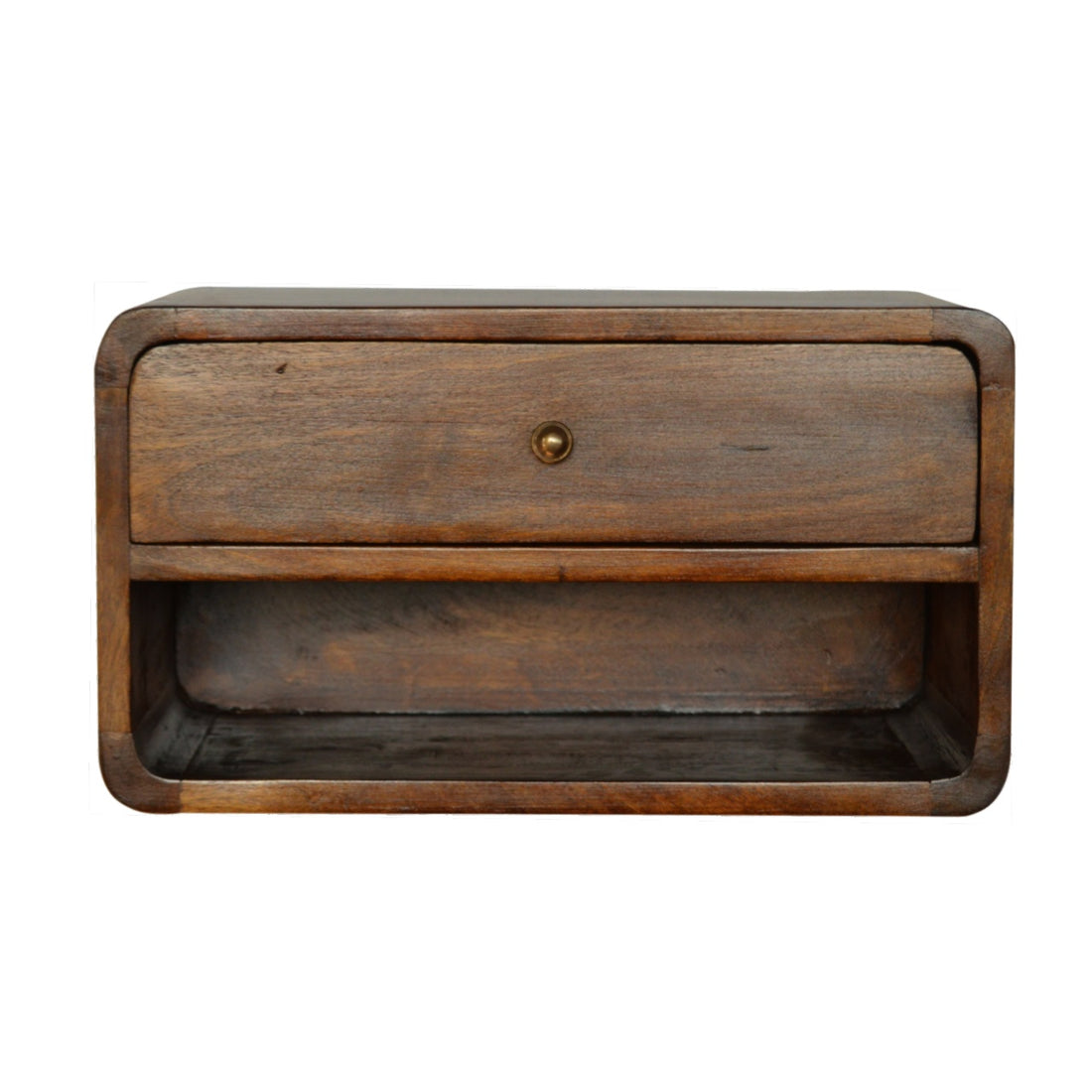 Chestnut Curve Floating Bedside Table | Wall-Mounted