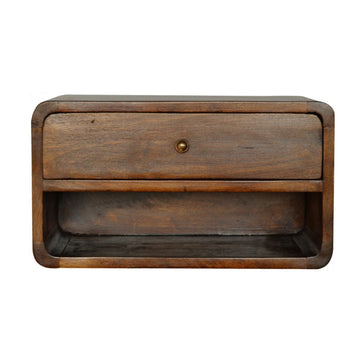 Chestnut Curve Floating Bedside Table | Wall-Mounted