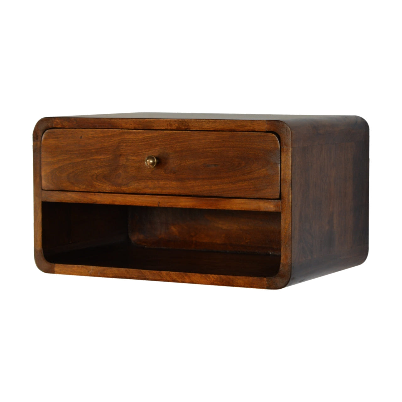 Chestnut Curve Floating Bedside Table | Wall-Mounted