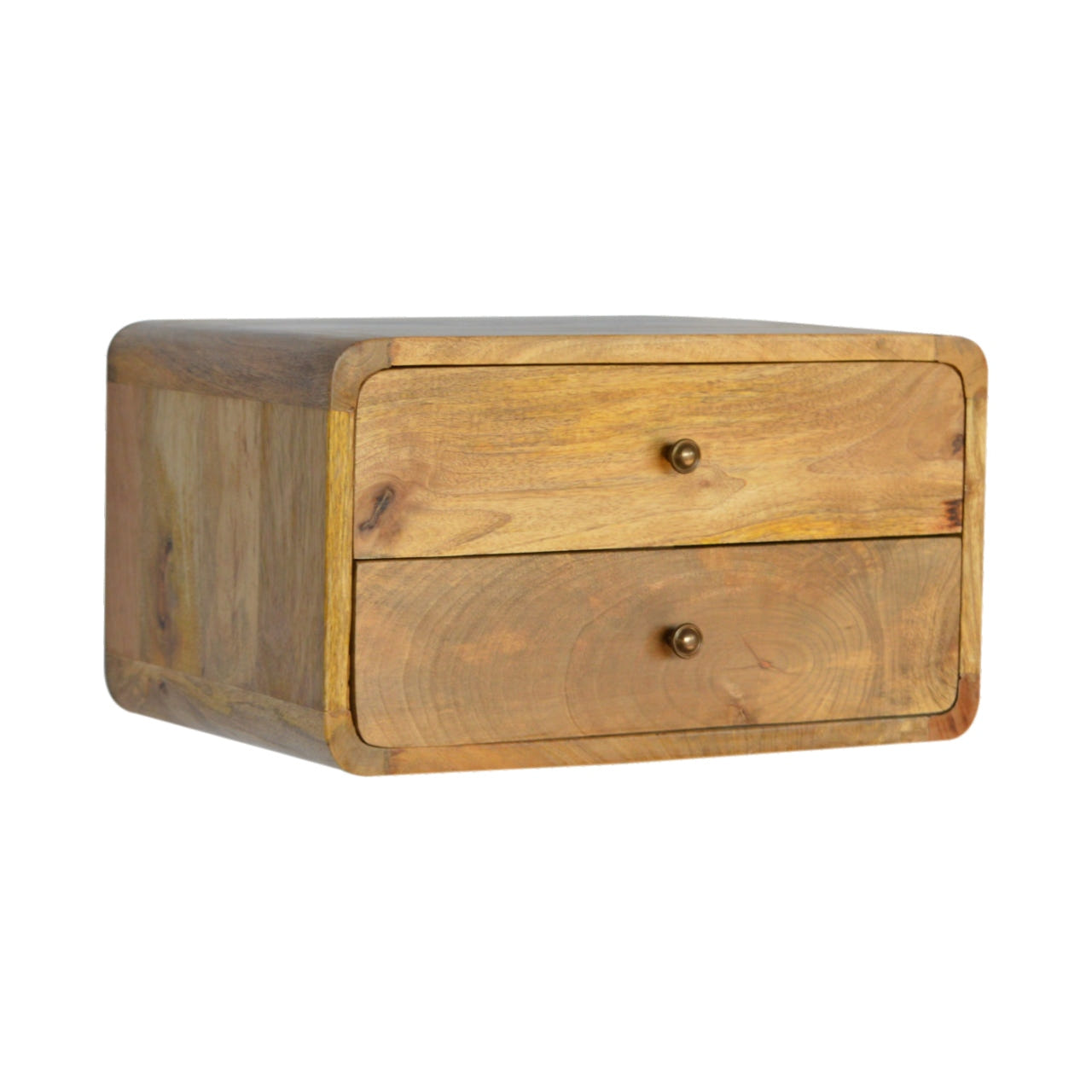 Oak-ish 2-Drawer Floating Bedside Table | Wall-Mounted