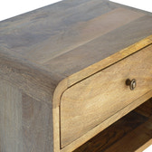 Floating Curve Open Slot Bedside Table | Oak-Ish Mango Wood Wall-Mounted