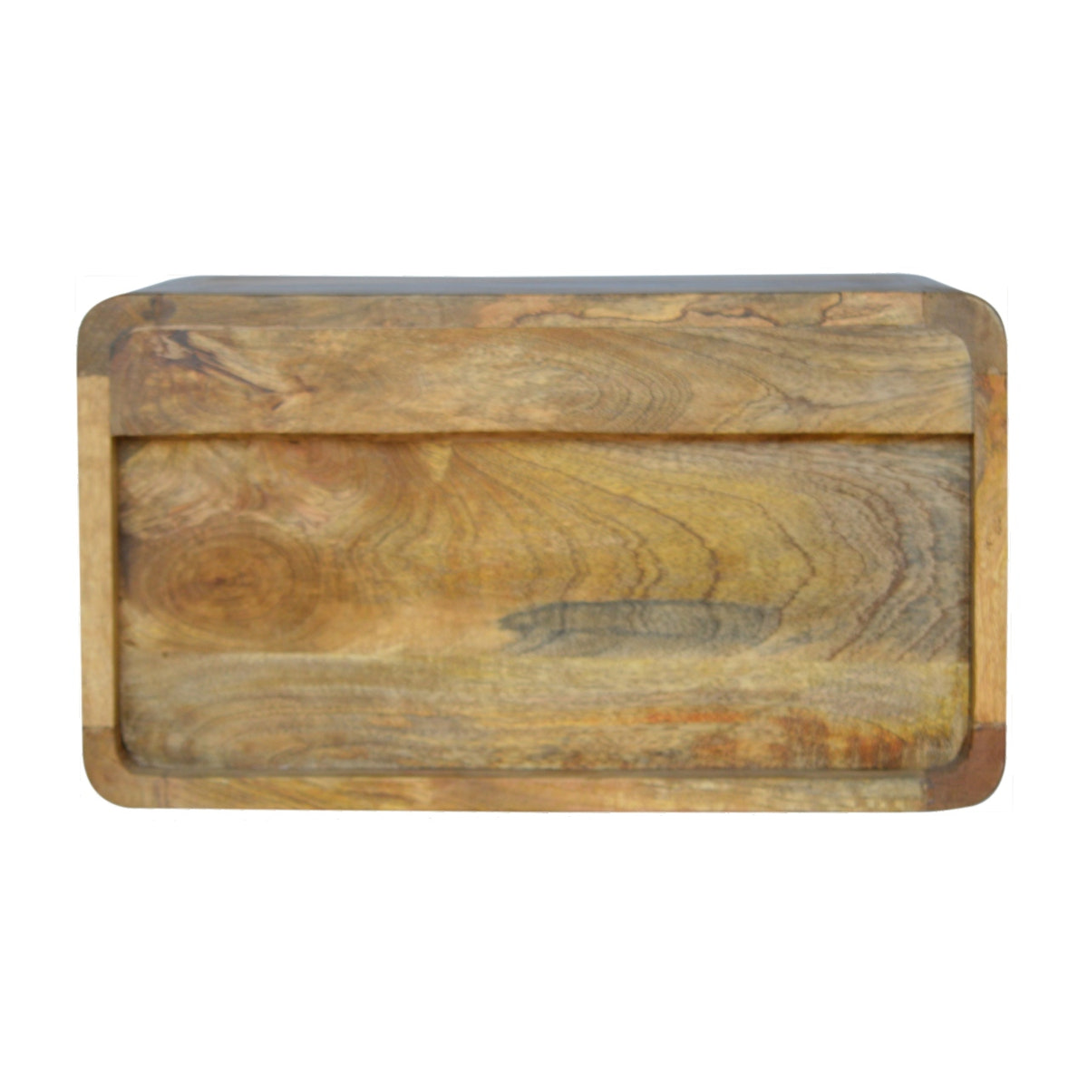 Floating Curve Open Slot Bedside Table | Oak-Ish Mango Wood Wall-Mounted
