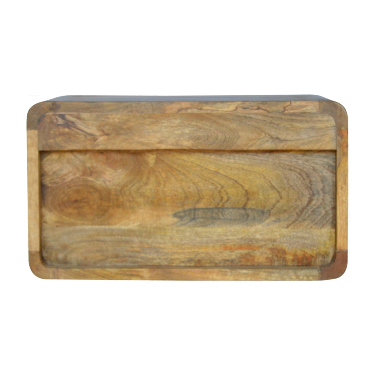 Floating Curve Open Slot Bedside Table | Oak-Ish Mango Wood Wall-Mounted