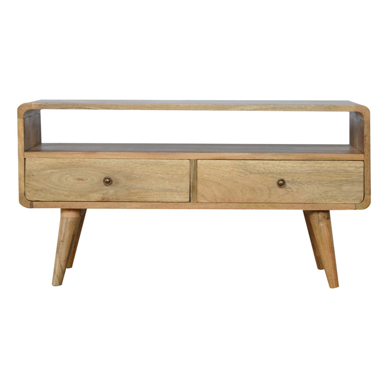 Curved Oak-ish TV Media Unit