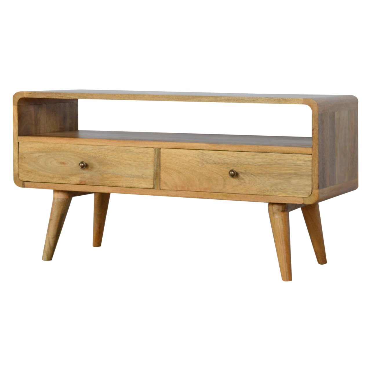 Curved Oak-ish TV Media Unit