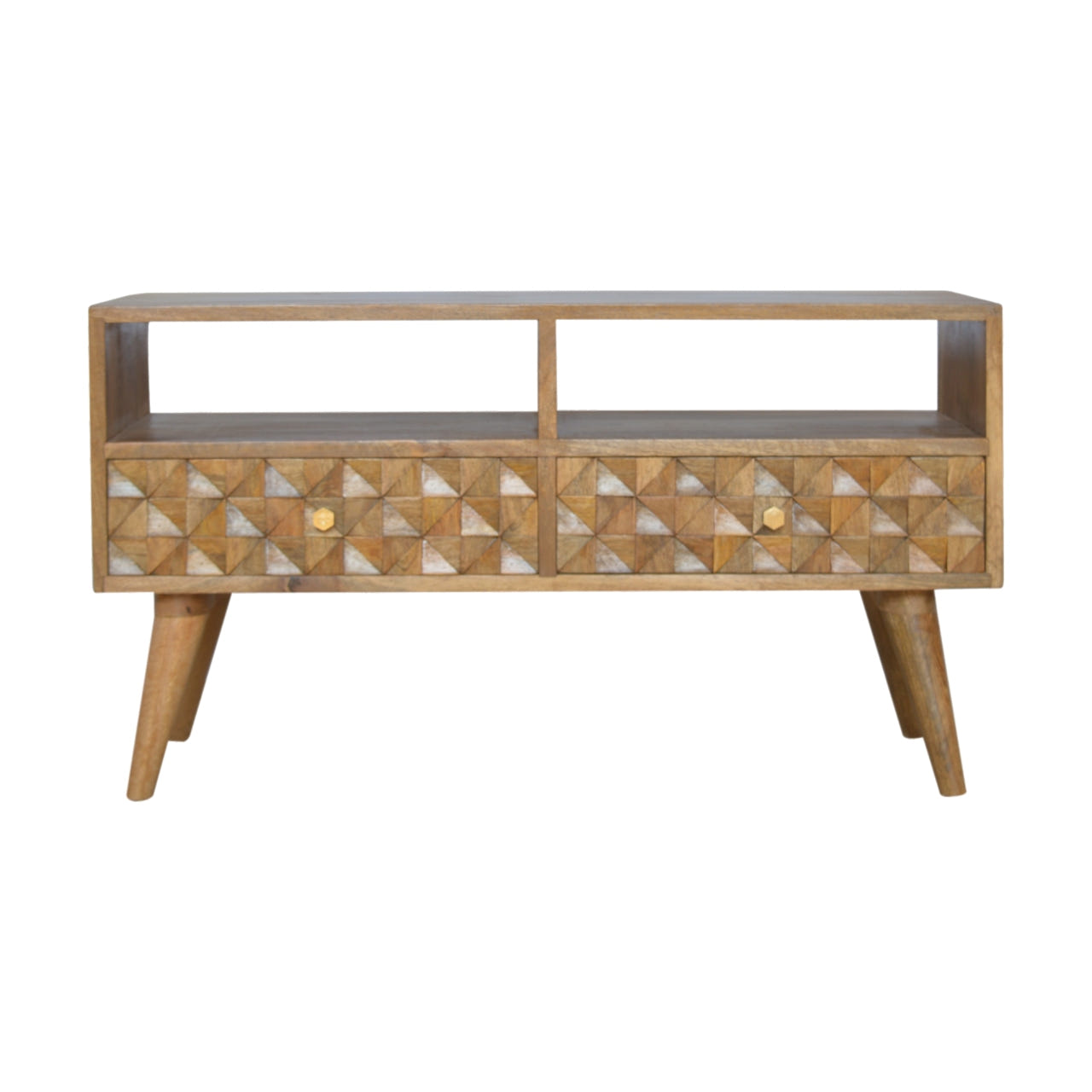 Diamond Carved TV Media Unit | Hand-Carved