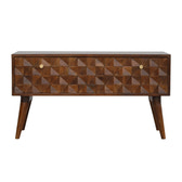 Chestnut Diamond Storage Bench | Hand-Carved