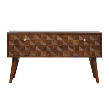 Chestnut Diamond Storage Bench | Hand-Carved