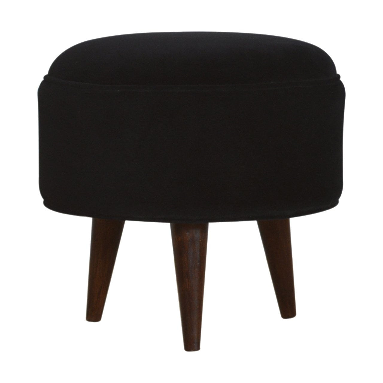 Black Velvet Nordic Style Footstool | Cotton Velvet