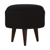 Black Velvet Nordic Style Footstool | Cotton Velvet