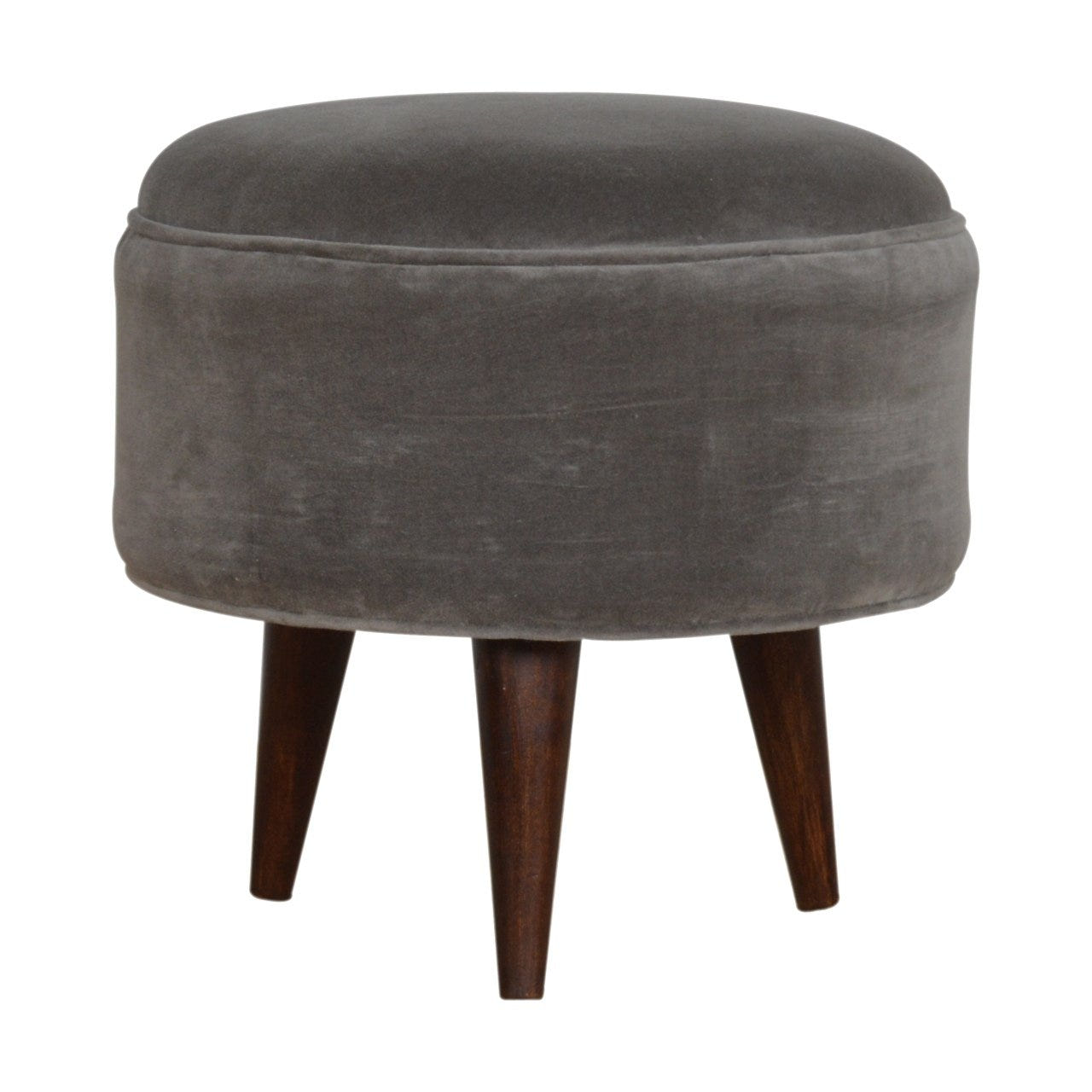 Grey Velvet Nordic Style Footstool | Cotton Velvet