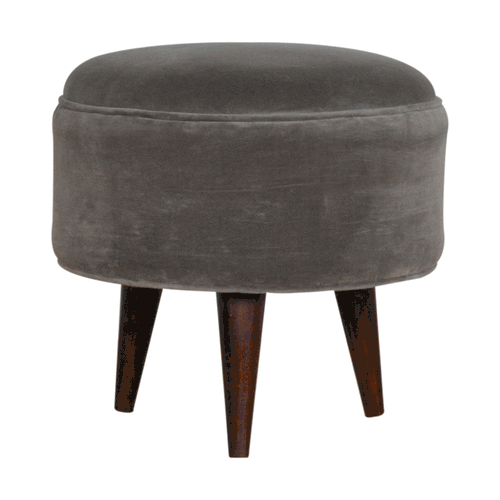 Grey Velvet Nordic Style Footstool | Cotton Velvet