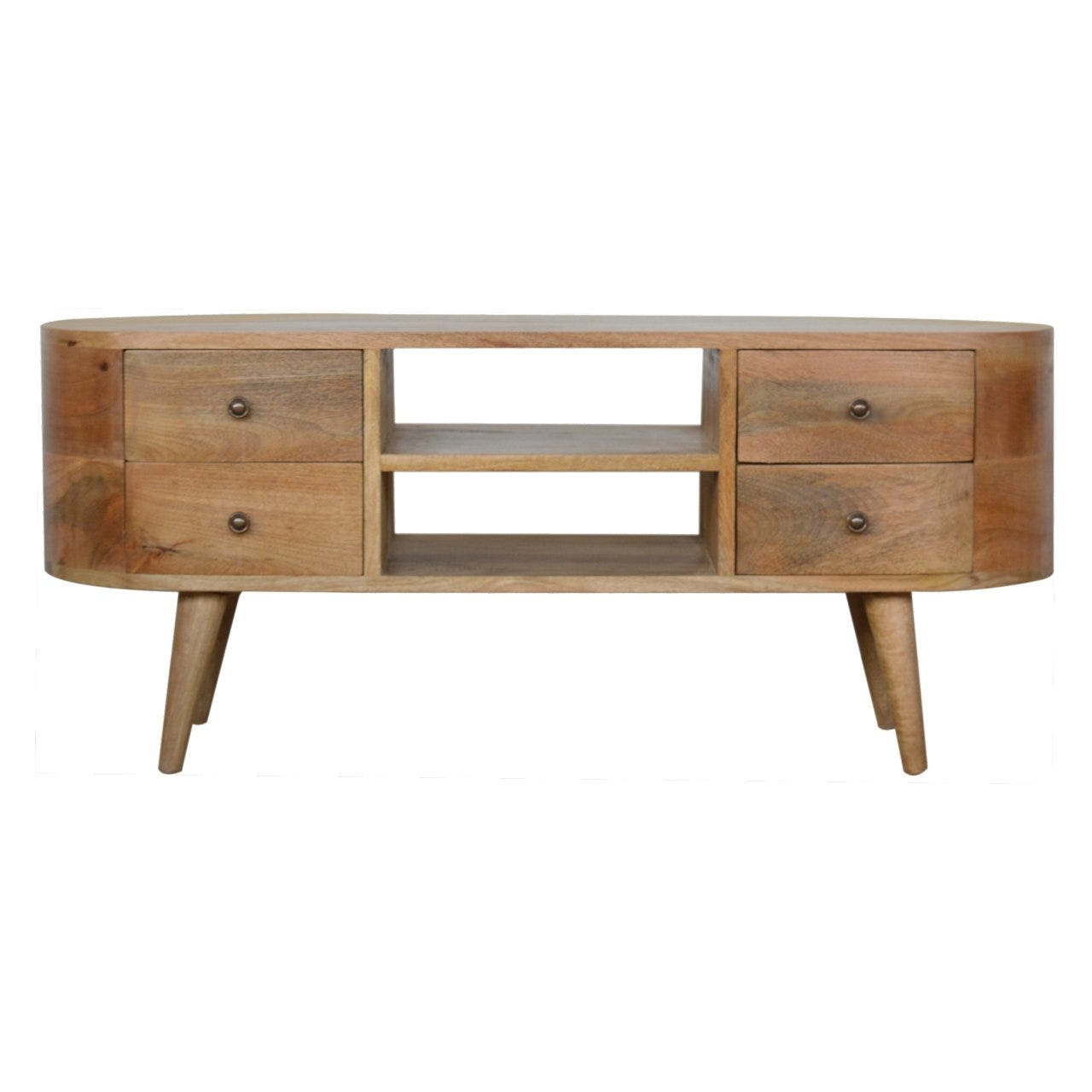 Rounded Entertainment TV Media Unit | Oak Mango Wood