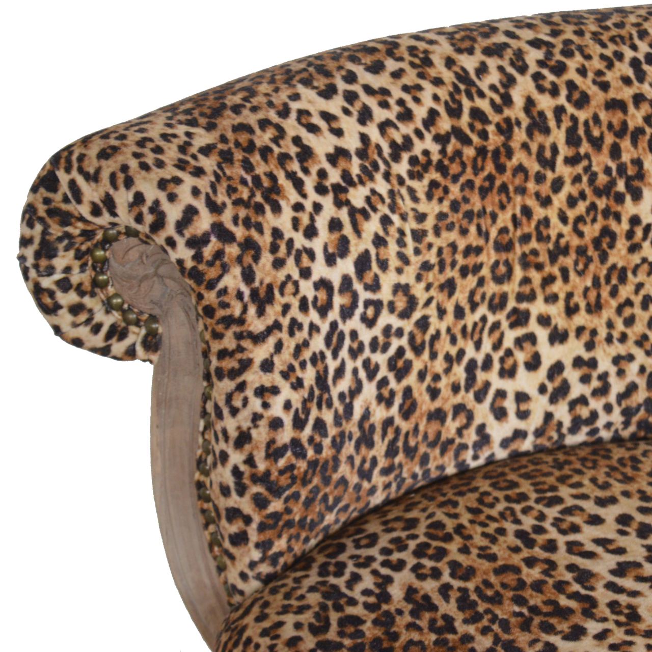 Leopard Print Studded Chair | Cotton Velvet