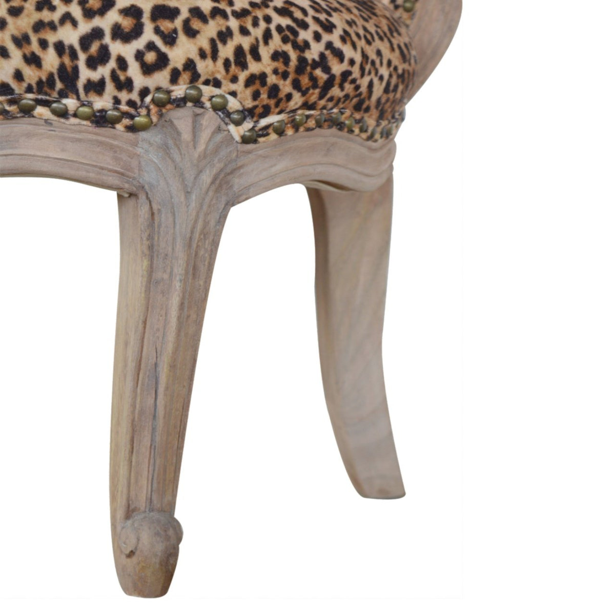 Leopard Print Studded Chair | Cotton Velvet