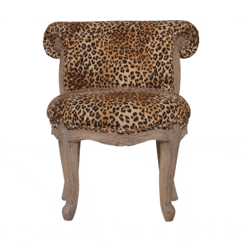 Leopard Print Studded Chair | Cotton Velvet