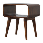 Curved Open Chestnut Bedside Table | Open Shelf